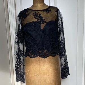 Chic Black Lace Women's Blouse